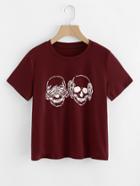 Romwe Skull Print T-shirt