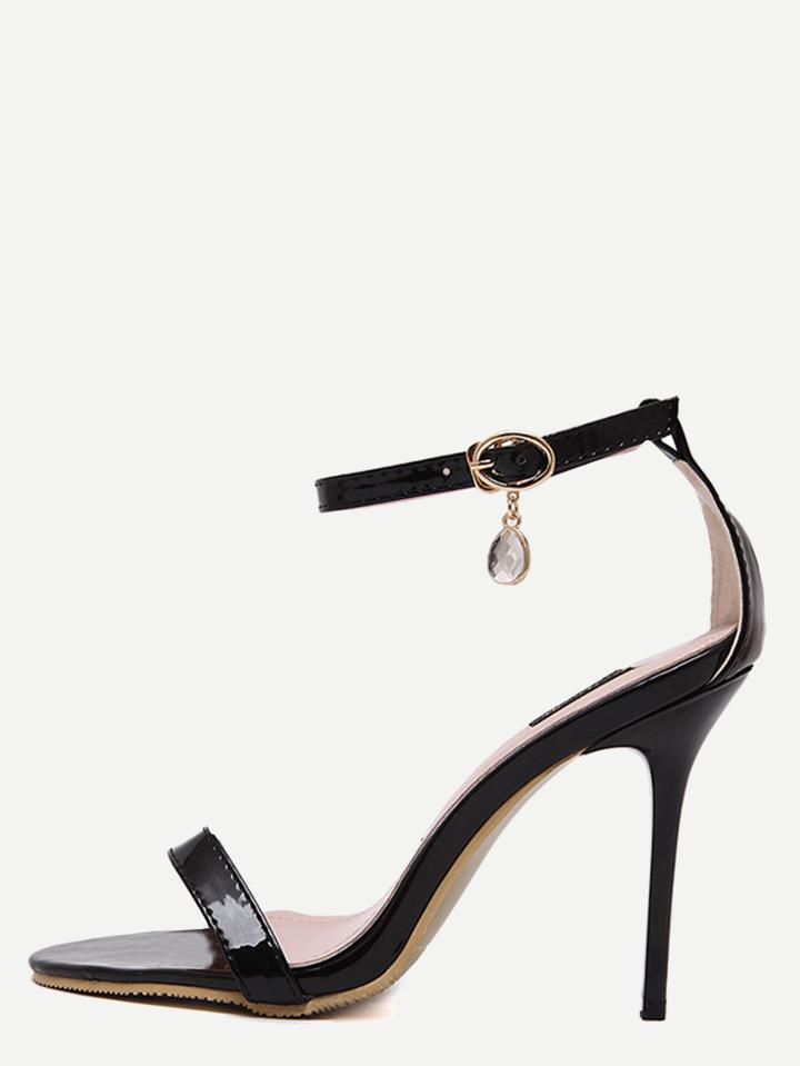 Romwe Black Open Toe Ankle Strap Stiletto Sandals