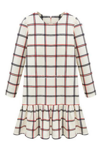 Romwe Check Print Falbala Dress