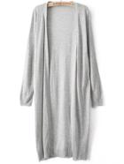 Romwe Grey Long Shawl Cardigan