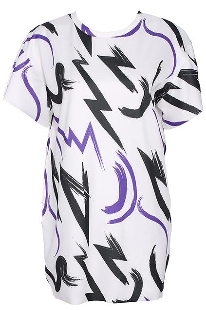 Romwe Graffiti Print Short-sleeved Extra-long T-shirt