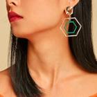Romwe Open Double Polygon Shaped Abstract Hoop Earring 1pair