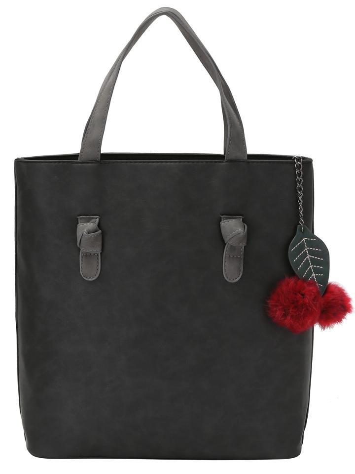 Romwe Black Contrast Suede Pu Tote Bag