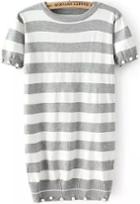 Romwe With Pearl Striped Grey Dress