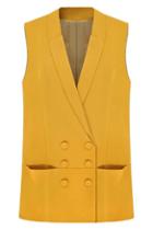 Romwe Romwe Double-breasted Sheer Yellow Vest