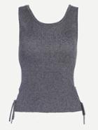 Romwe Lace-up Side Ribbed Knit Grey Tank Top