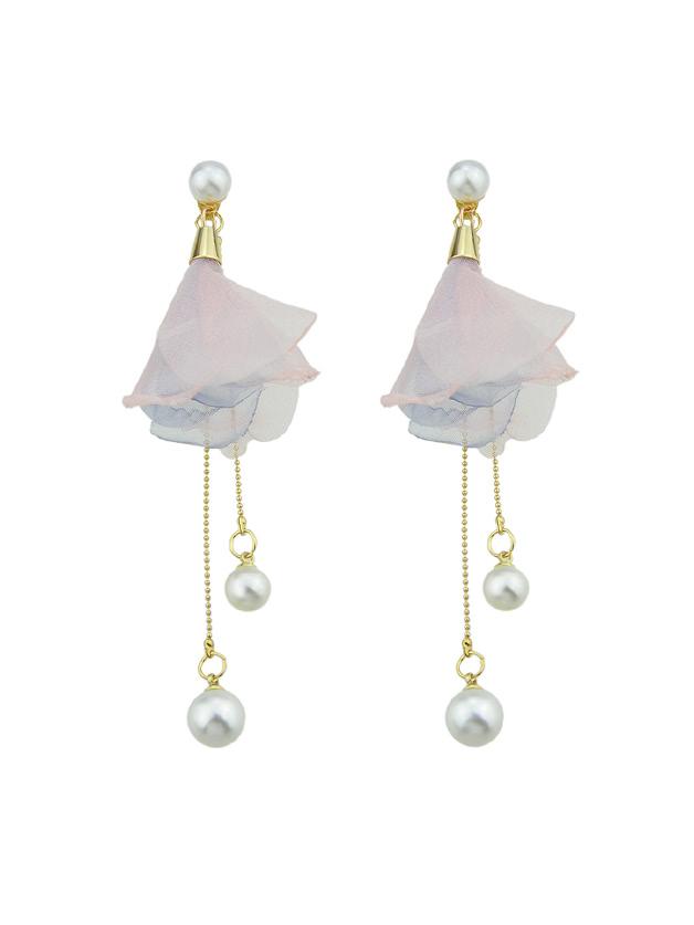 Romwe Chiffon Petal Hanging Earrings