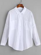 Romwe White Drop Shoulder Shirt
