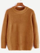 Romwe Khaki Long Sleeve Basic Sweater