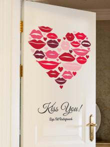 Romwe Heart Shaped Lips Wall Decal
