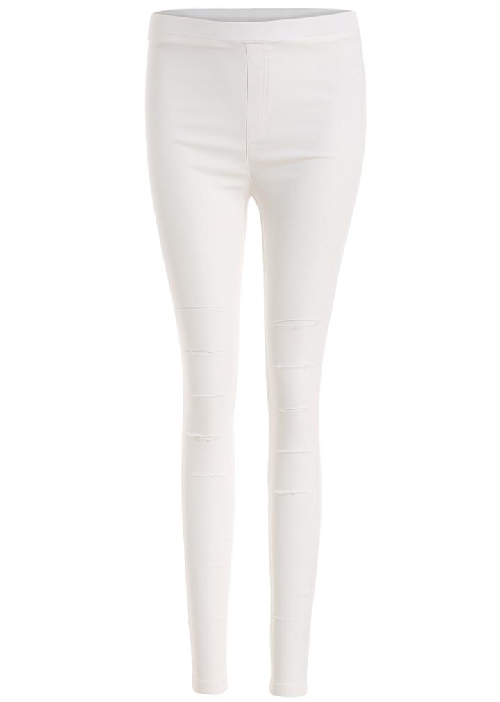 Romwe Cut Out Slim White Pant