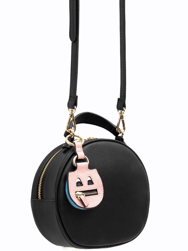 Romwe Black Zipper Round Pu Bag