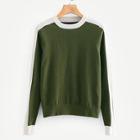 Romwe Cut And Sew Raglan Sleeve Jumper