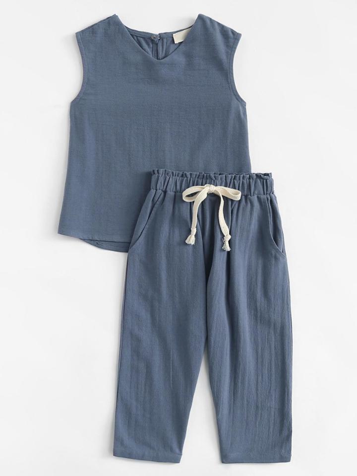 Romwe Sleeveless Top With Drawstring Pants