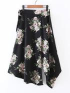 Romwe Floral Print Asymmetrical Skirt