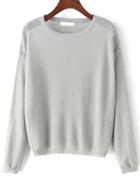 Romwe Round Neck Knit Grey Sweater