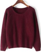 Romwe Chunky Wine Red Sweater