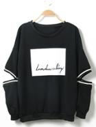 Romwe Letter Print Cutout Black Sweatshirt