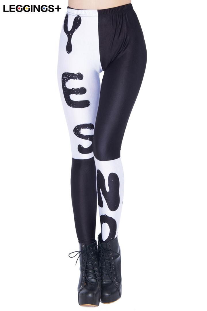 Romwe Yes & No Print Dual-tone Leggings