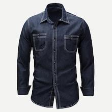 Romwe Men Pocket Front Denim Shirt