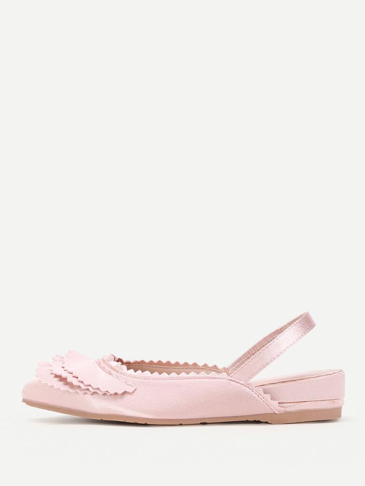 Romwe Layered Chevron Trim Satin Slingback Shoes