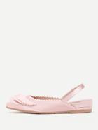 Romwe Layered Chevron Trim Satin Slingback Shoes