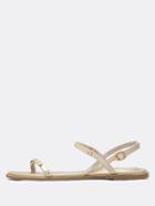 Romwe Gold Plate Strap Gold Sandals