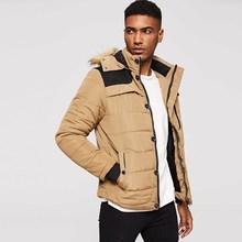 Romwe Men Cut And Sew Panel Hooded Puffer Coat