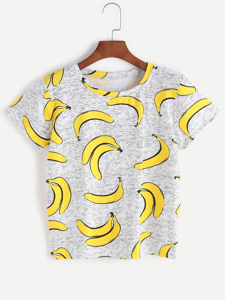 Romwe Bananas Print T-shirt