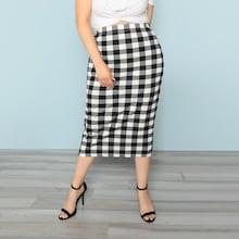 Romwe Plus Plaid Pencil Skirt