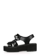 Romwe Black Crisscross-strap Lug Sole Platform Sandals