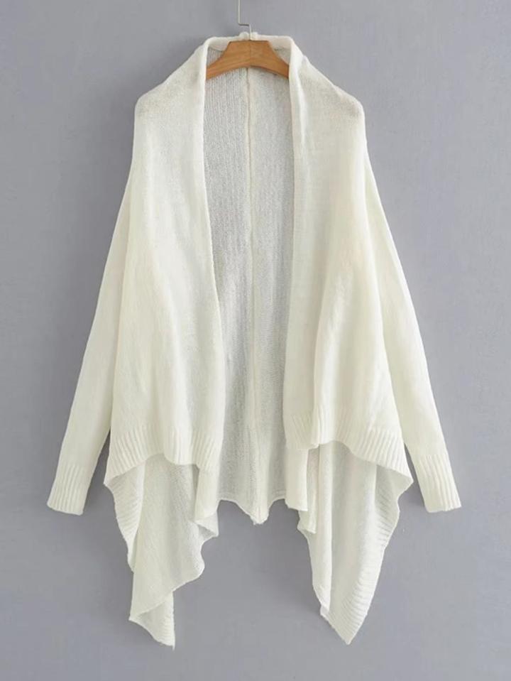 Romwe Open Front Asymmetrical Cardigan