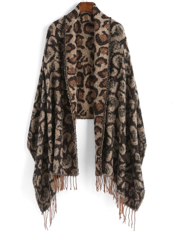 Romwe Leopard Tassel Scarf