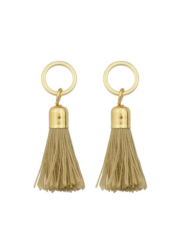 Romwe Khaki Color Long Tassel Earrings