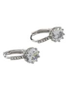 Romwe Pair White Rhinestone Austria Crystal Hoop Earrings