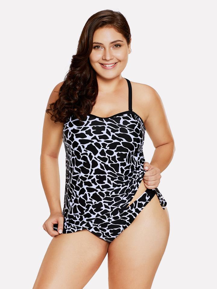Romwe Split Tankini Set