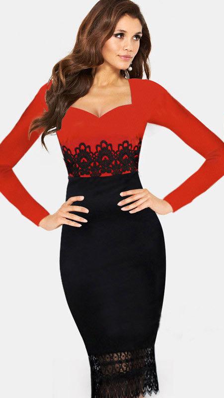 Romwe Colour-black Lace Bodycon Dress