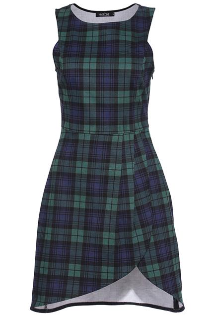 Romwe Plaid World In Asymmetric Dress