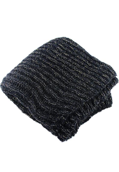 Romwe Black Metallic Yoke Knit Scarves