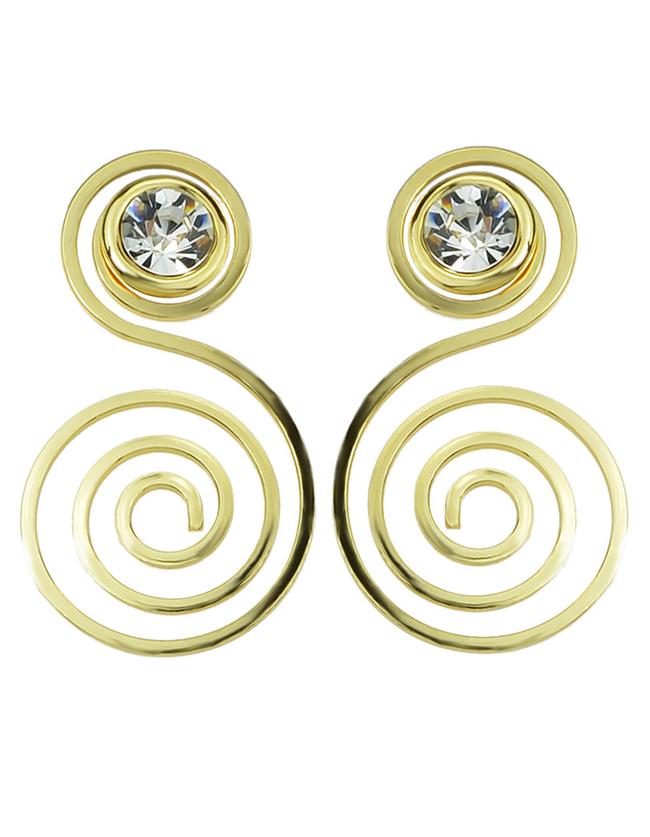 Romwe Gold Rhinestone Hanging Stud Earrings