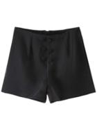 Romwe Black Pockets Zipper Back Double-breasted Shorts