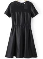 Romwe Black Short Sleeve Sheer Ruffle Dress