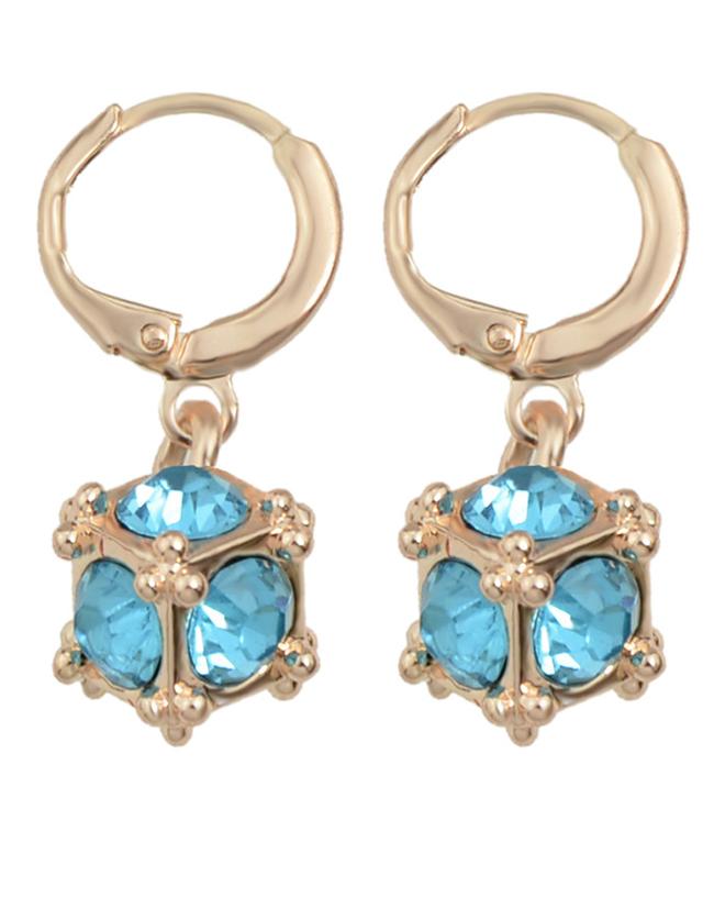Romwe Blue Rhinestone Clip On Earrings