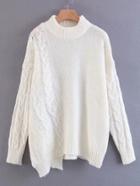 Romwe Cable Knit Asymmetrical Jumper Sweater