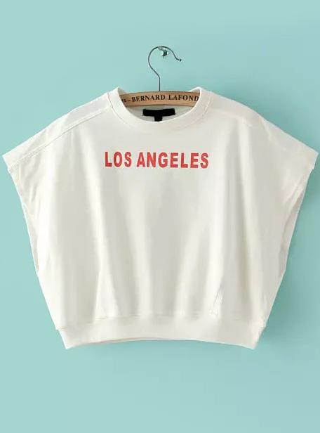 Romwe Letter Print Bat Crop T-shirt