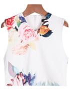 Romwe V Neck Floral Crop Blouse