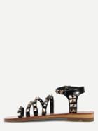 Romwe Black Toe-ring Studs Strappy Sandals