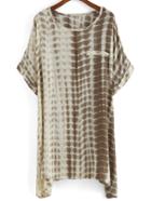 Romwe Cuffed Tie-dye Trapeze Green Dress