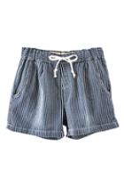 Romwe Drawstring Rolled-hems Striped Shorts