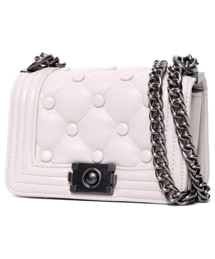 Romwe White Buttons Chain Pu Bag
